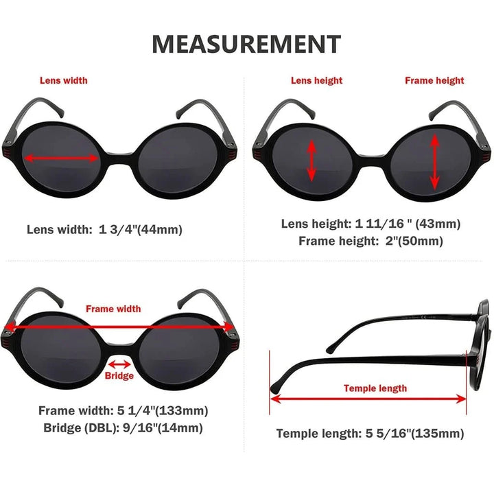 4 Pack Round Stylish Bifocal Reading Sunglasses SBR2025