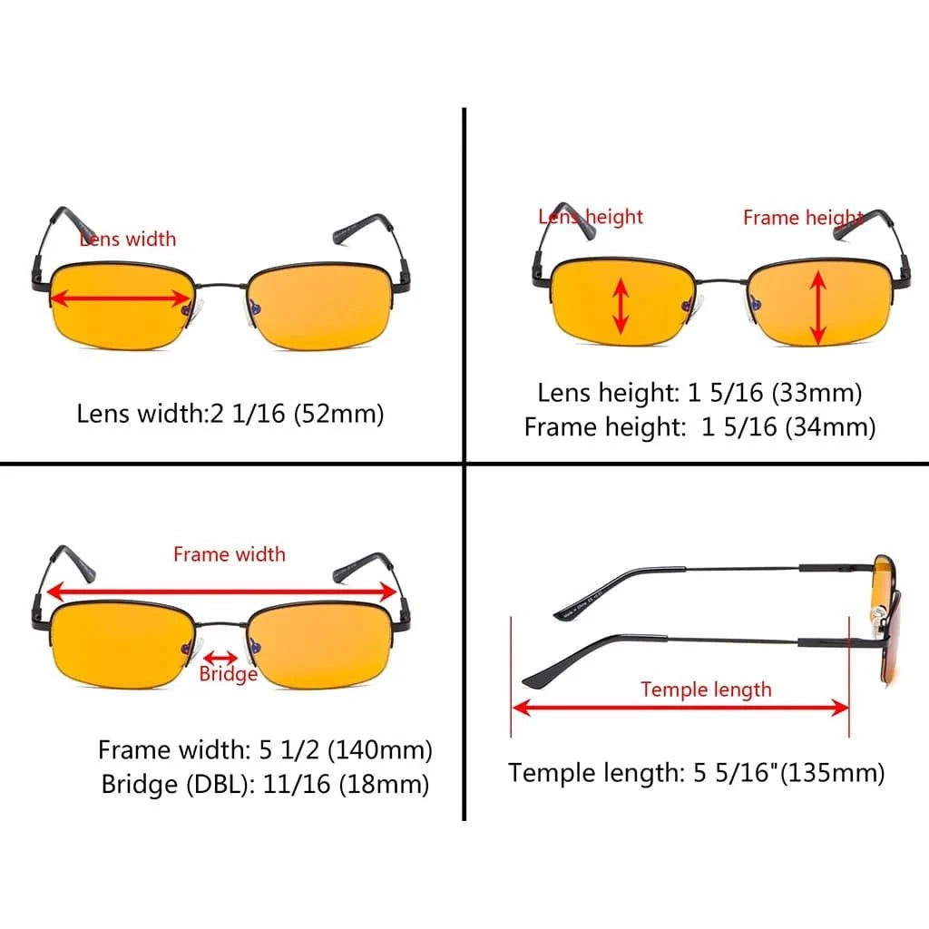 4 Pack Semi-Rimless Metal Blue Light Blocking Readers DS1704