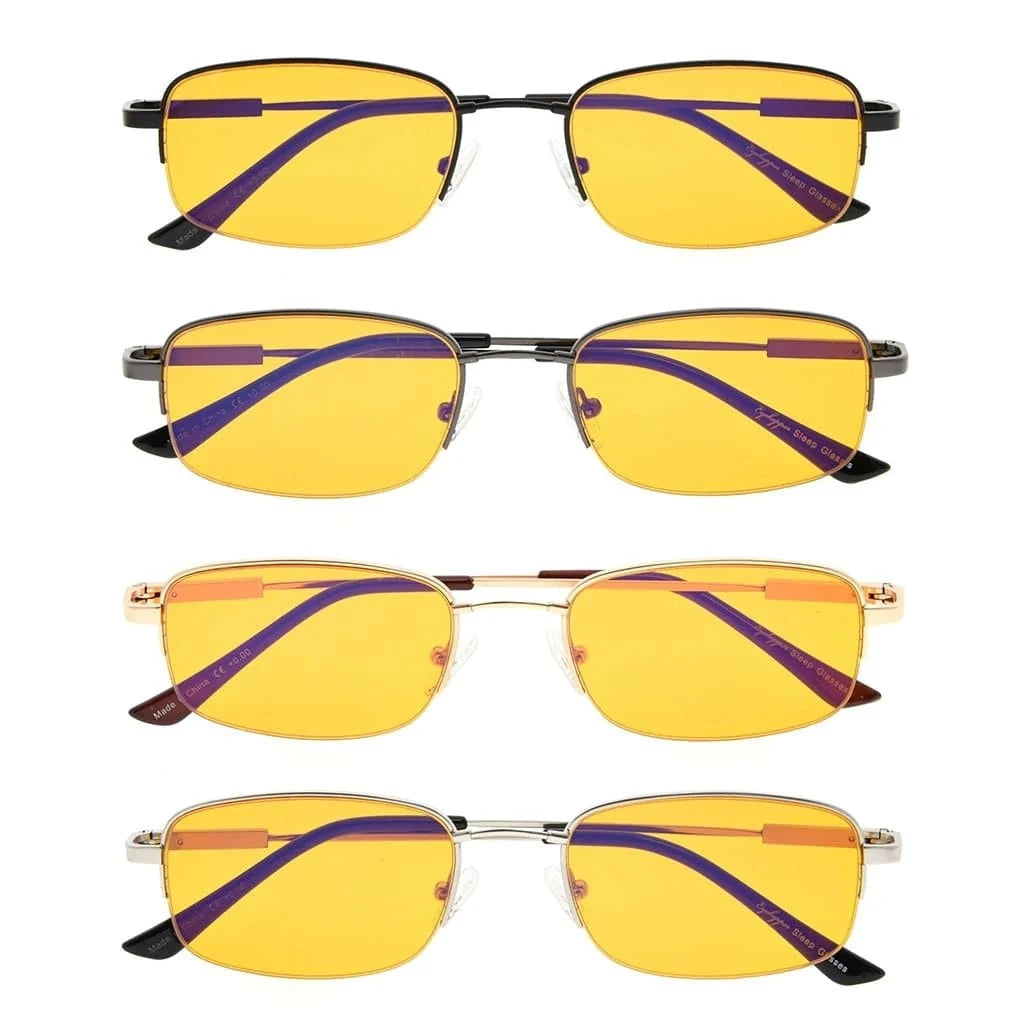 4 Pack Semi-Rimless Metal Blue Light Blocking Readers DS1704