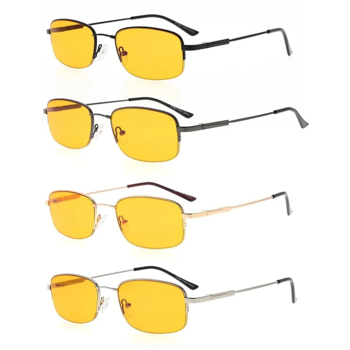 4 Pack Semi-Rimless Metal Blue Light Blocking Readers DS1704