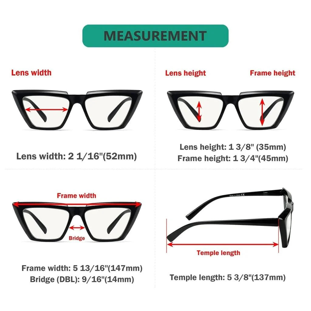4 Pack Sharp Cat-eye Progressive Multifocal Readers M2138