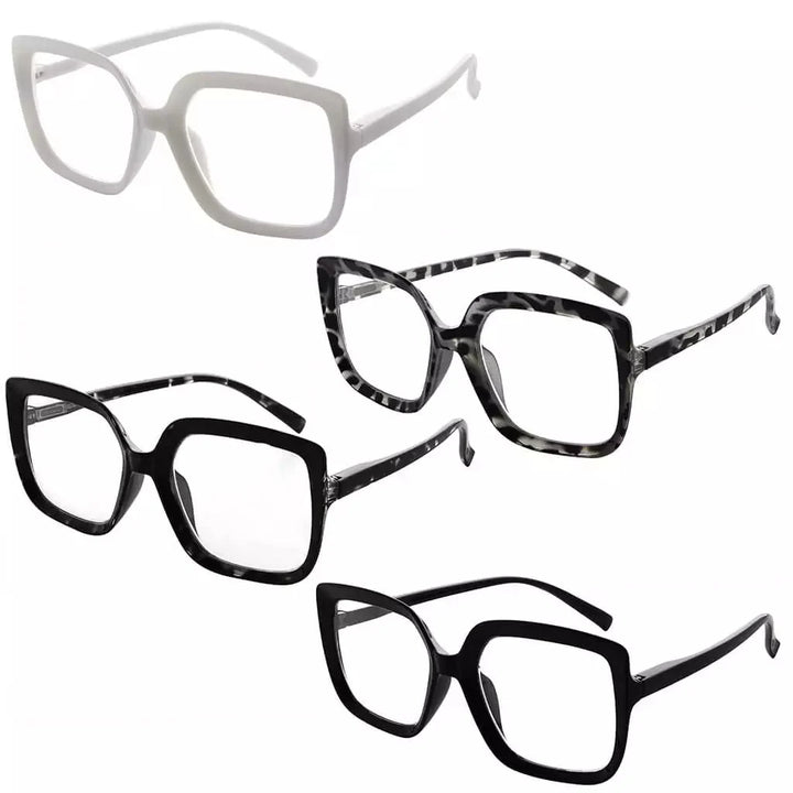 4 Pack Reading Glasses Large Frame Square Readers R2014