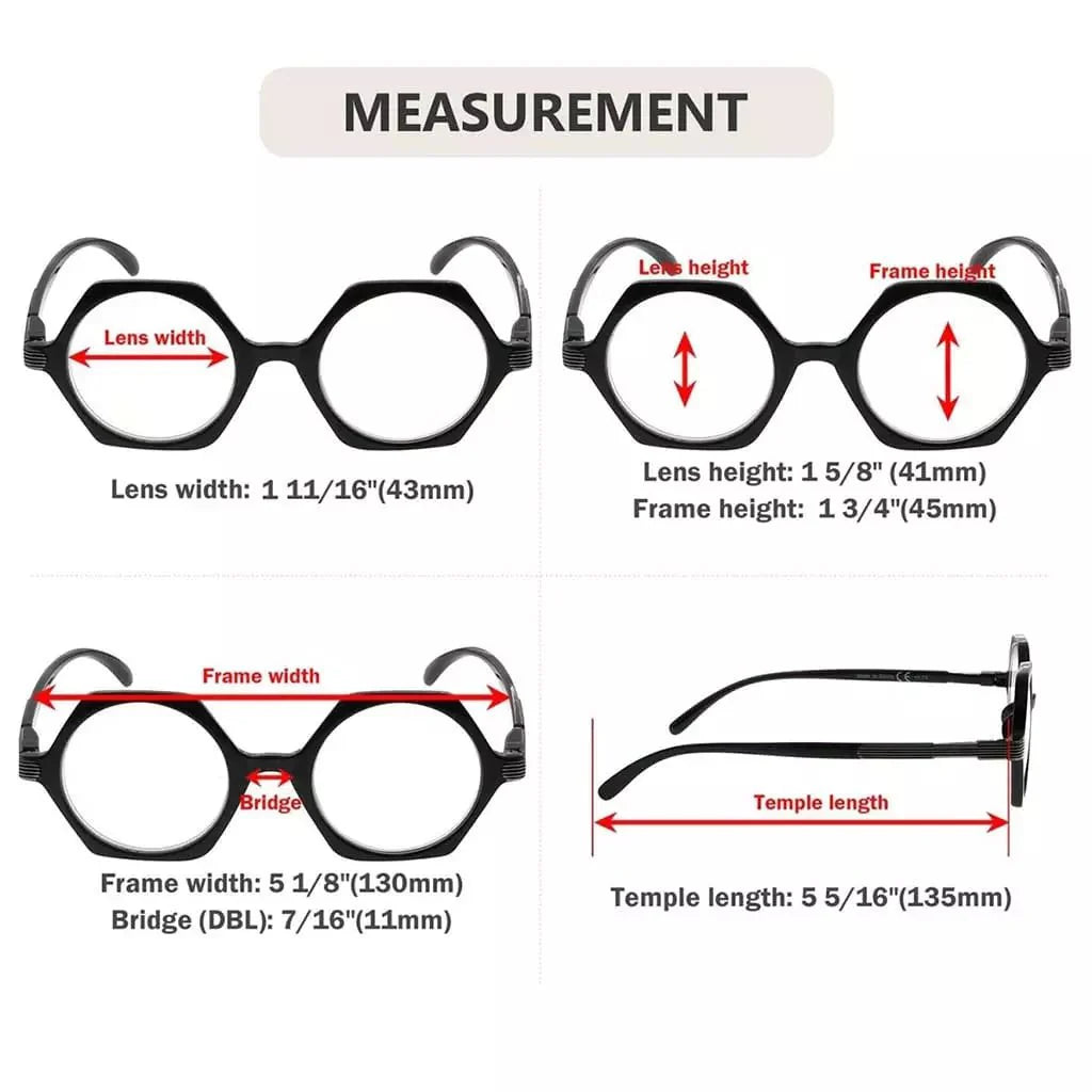 4 Pack Small Geometric Design Reading Glasses Artistic Readers R2009