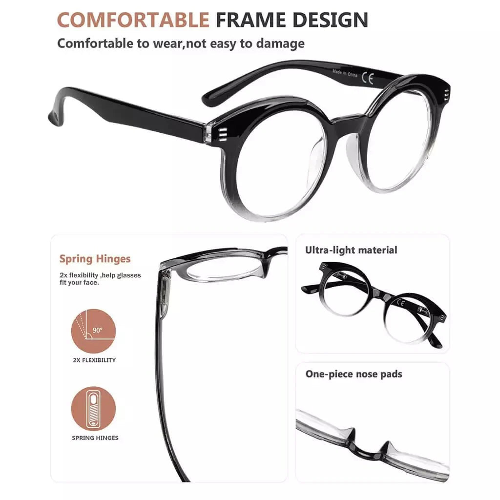 4 Pack Small Lens Round Reading Glasses R2032