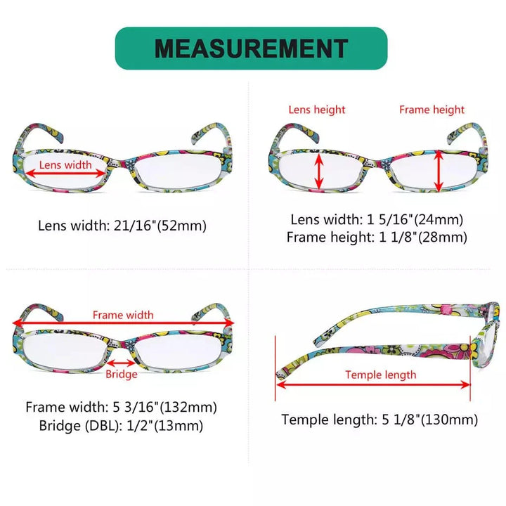4 Pack Small Reading Glasses Funky Floral Pattern Readers R9104F
