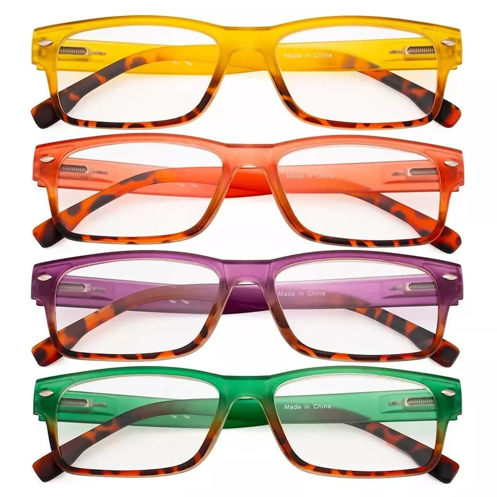 4 Pack Small Rectangle Reading Glasses Stylish Readers R108D