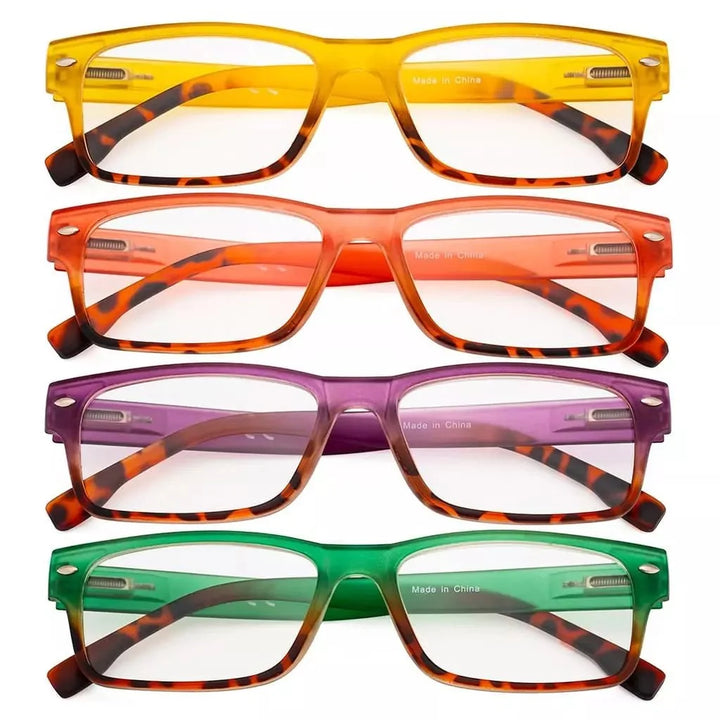 4 Pack Small Rectangle Reading Glasses Stylish Readers R108D