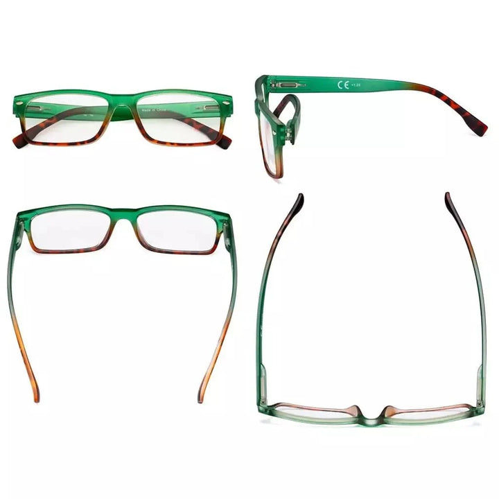 4 Pack Small Rectangle Reading Glasses Stylish Readers R108D