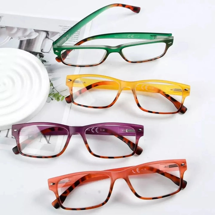 4 Pack Small Rectangle Reading Glasses Stylish Readers R108D