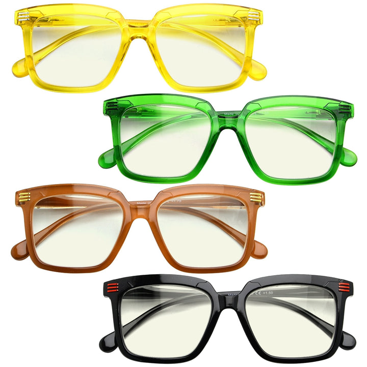 4 Pack Stylish Blue Light Filter Reading Glasses UV2108