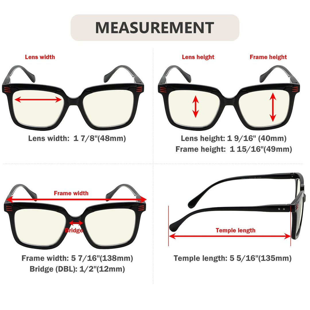 4 Pack Stylish Blue Light Filter Reading Glasses UV2108