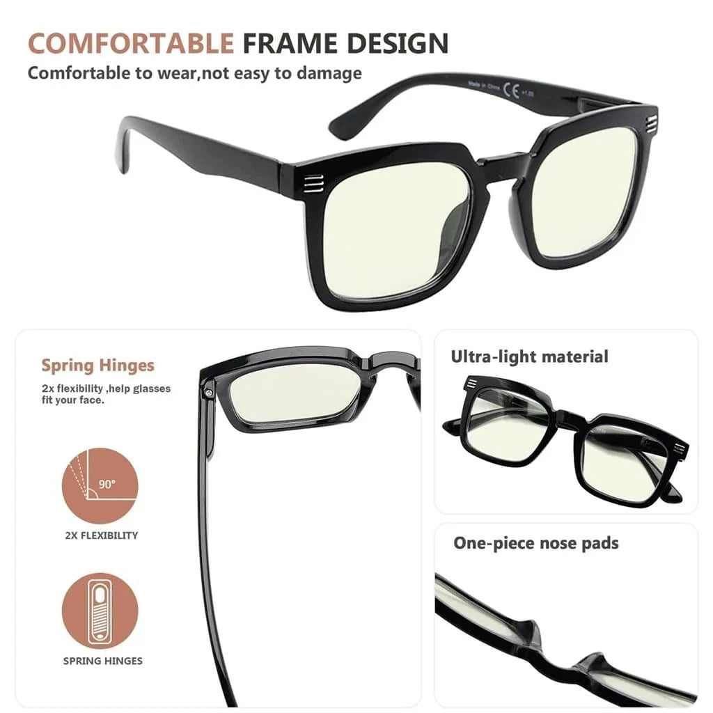 4 Pack Square Blue Light Filter Readers UV2104