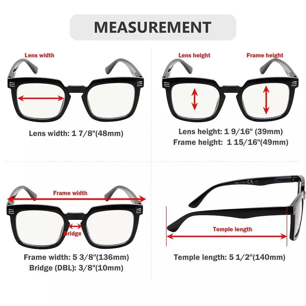 4 Pack Square Progressive Multifocus Readers M2104