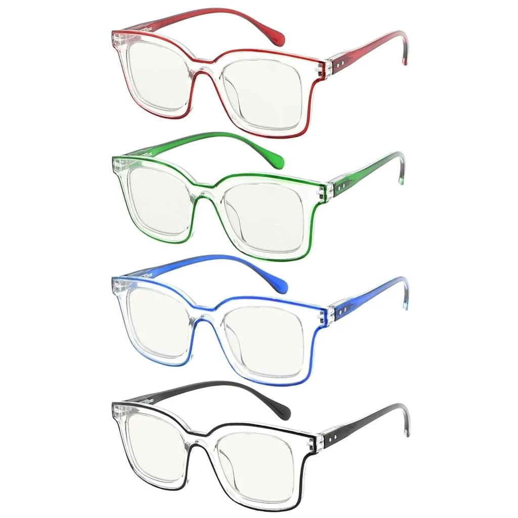4 Pack Square Progressive Multifocus Reading Glasses M2105