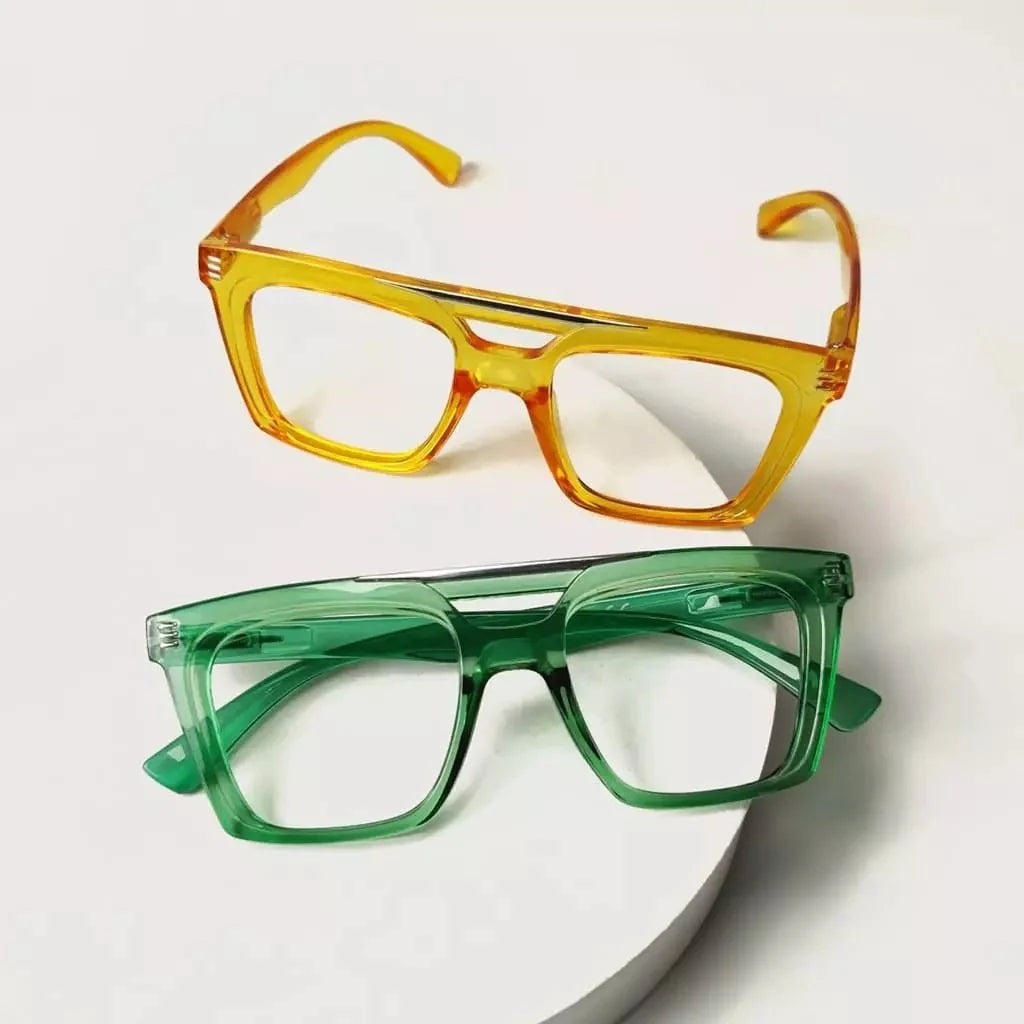 4 Pack Square Reading Glasses Double Bridge Readers R2034