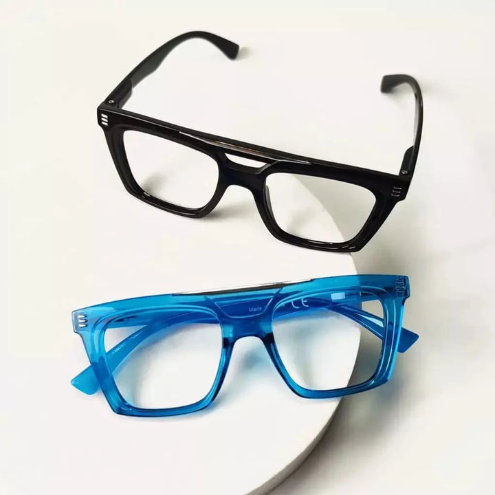 4 Pack Square Reading Glasses Double Bridge Readers R2034