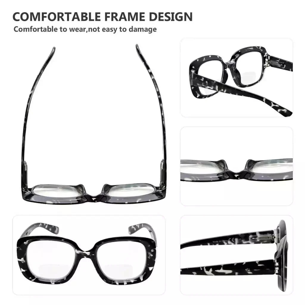 4 Pack Square Thicker Frame Bifocal Reading Glasses BR2035