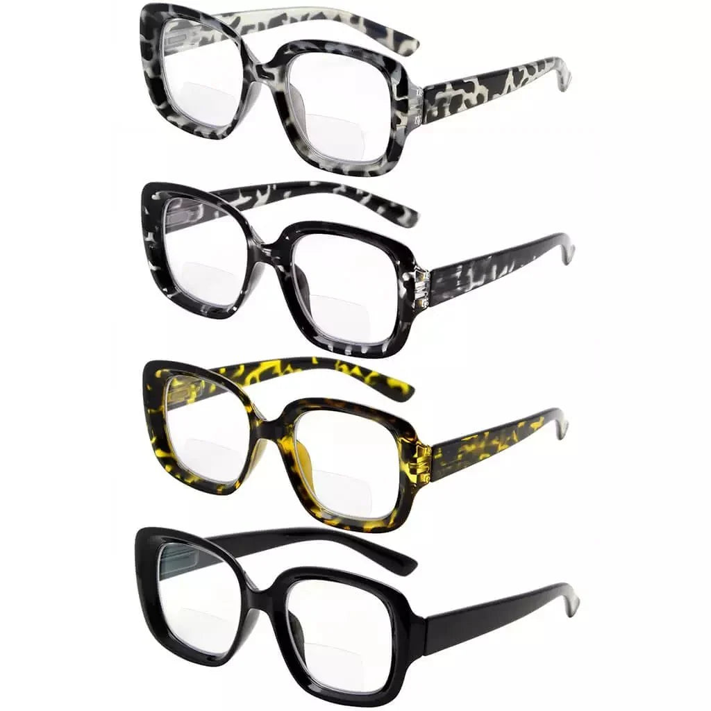 4 Pack Square Thicker Frame Bifocal Reading Glasses BR2035