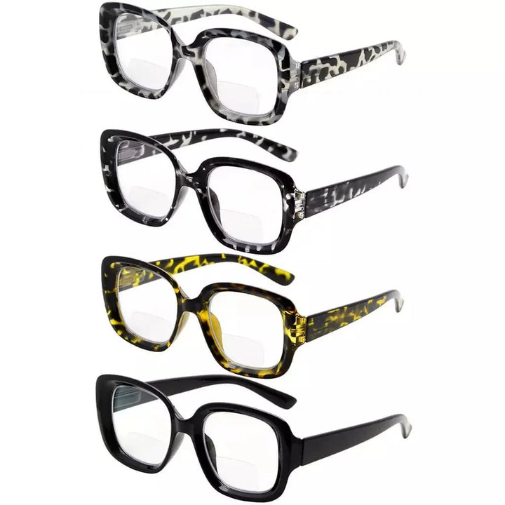 4 Pack Square Thicker Frame Bifocal Reading Glasses BR2035