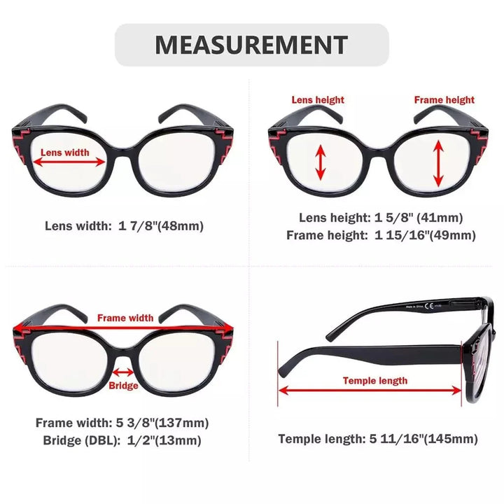 4 Pack Striped Decorative Progressive Multifocus Reading Glasses M2119