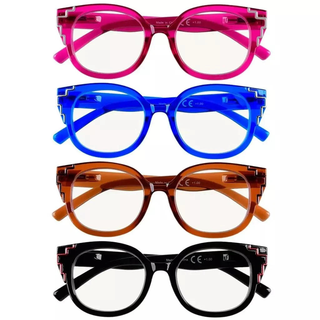 4 Pack Striped Decorative Progressive Multifocus Reading Glasses M2119