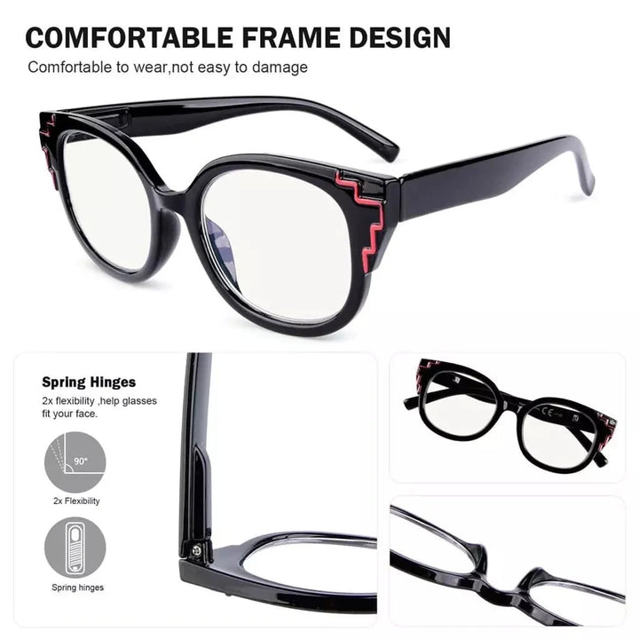 4 Pack Striped Decorative Progressive Multifocus Reading Glasses M2119