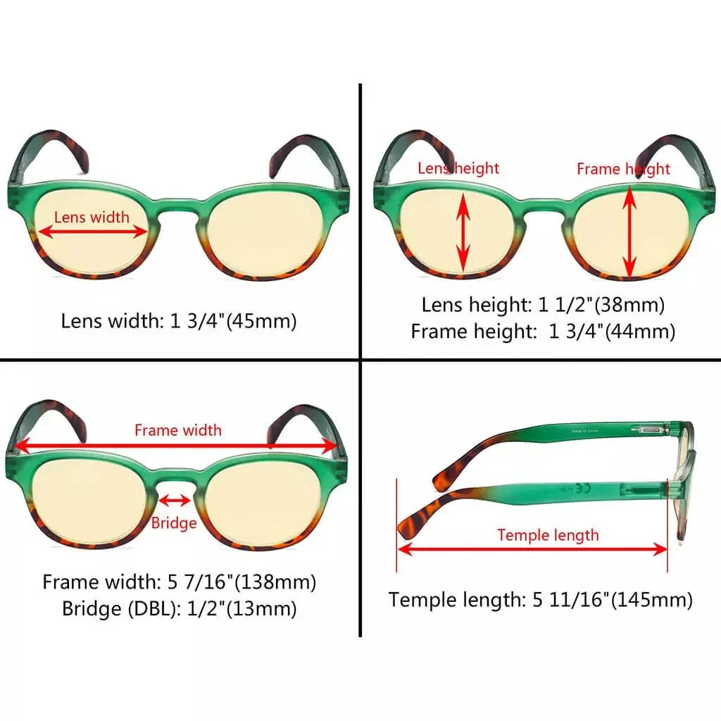 4 Pack Stylish Blue Light Blocking Reading Glasses TM124D