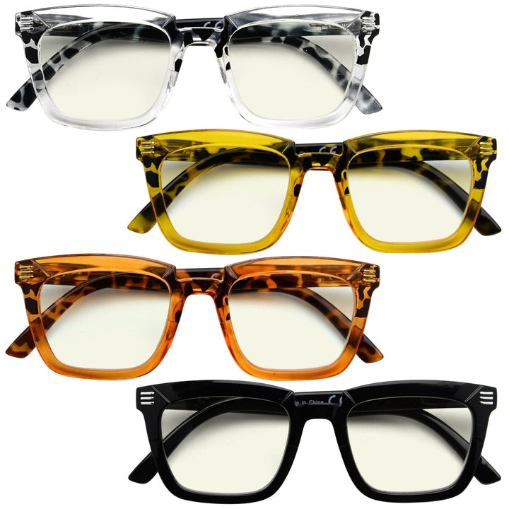4 Pack Stylish Blue Light Filter Reading Glasses UV2109