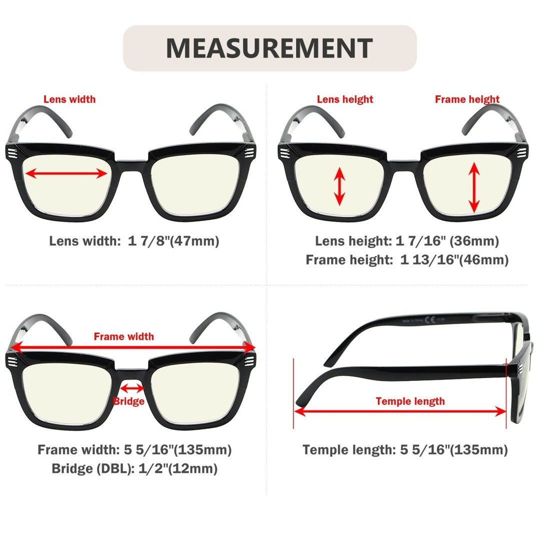 4 Pack Stylish Blue Light Filter Reading Glasses UV2109