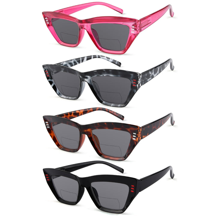 4 Pack Cat-eye Thicker Frame Bifocal Reading Sunglasses SBR2017