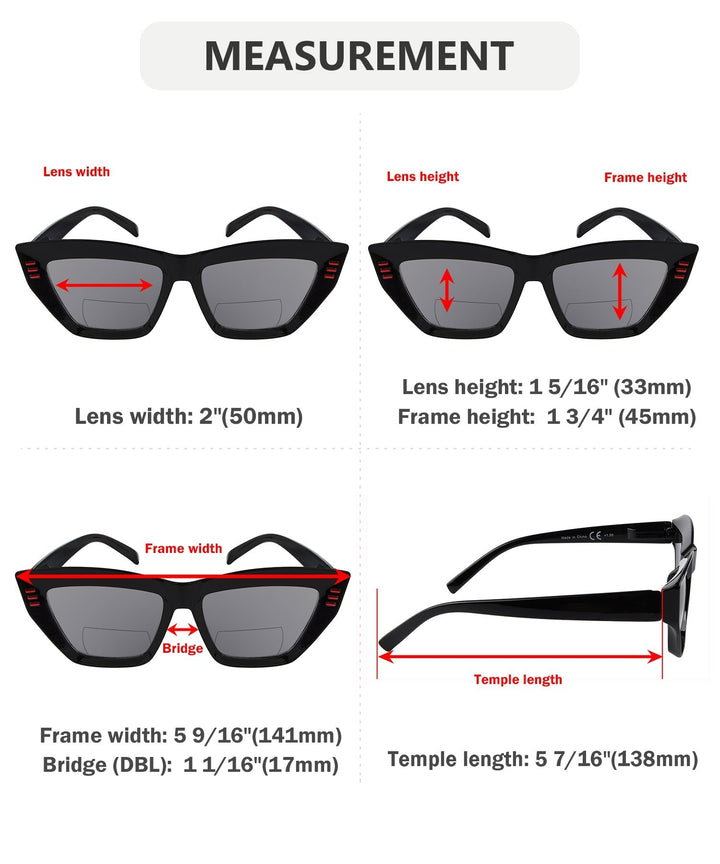 4 Pack Cat-eye Thicker Frame Bifocal Reading Sunglasses SBR2017