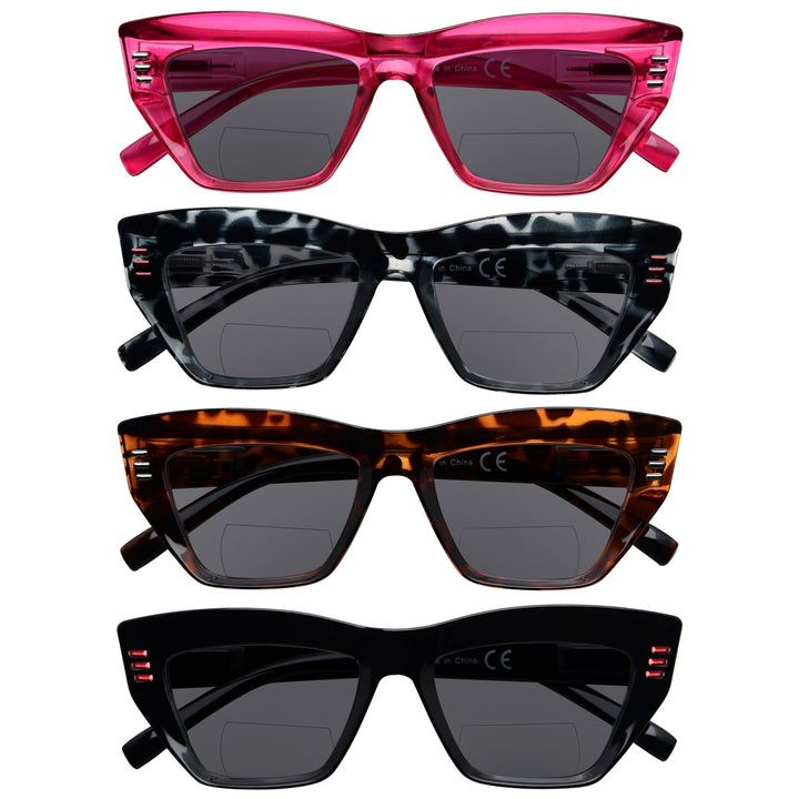 4 Pack Cat-eye Thicker Frame Bifocal Reading Sunglasses SBR2017