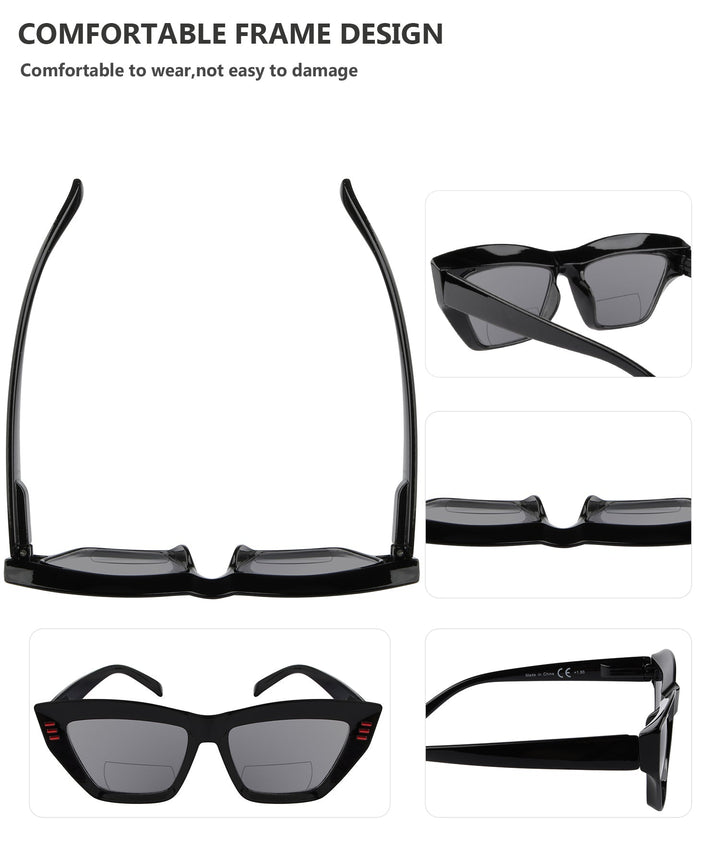 4 Pack Cat-eye Thicker Frame Bifocal Reading Sunglasses SBR2017