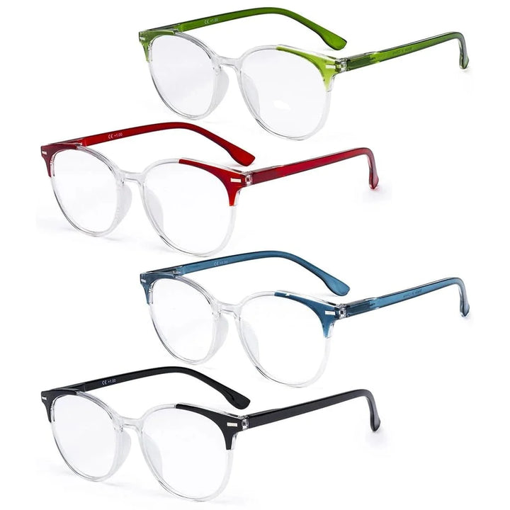 4 Pack Stylish Design Round Ladies Reading Glasses R9002C