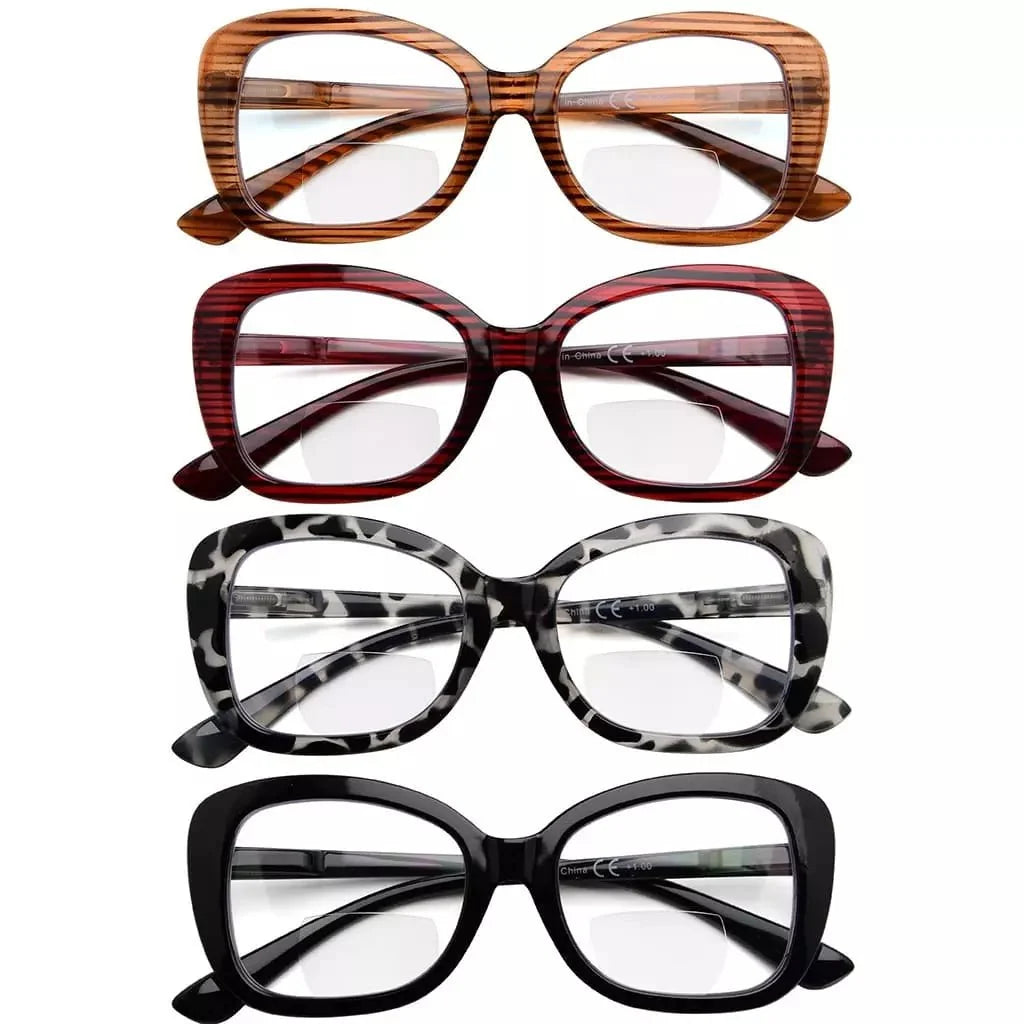 4 Pack Stylish Elegant Bifocal Reading Glasses Retro Readers BR2011