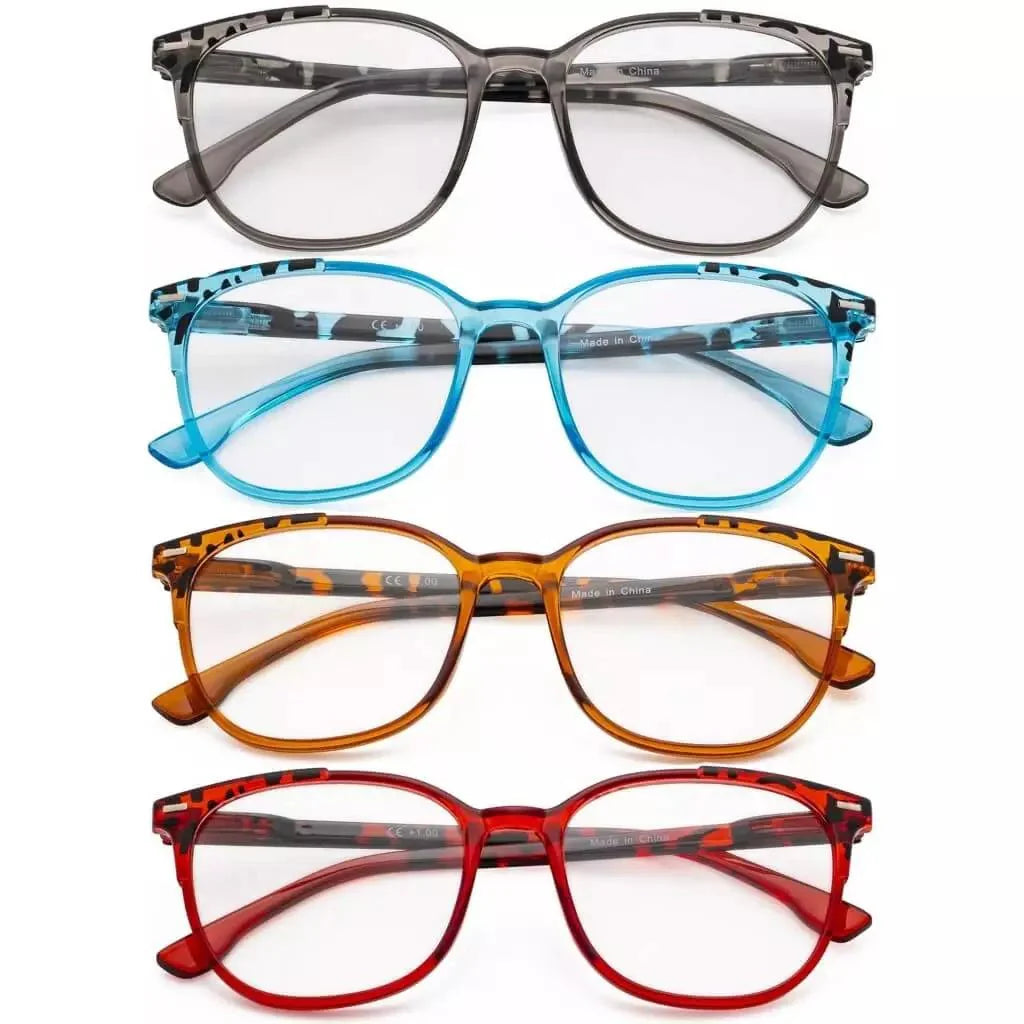 4 Pack Stylish fashionable Oval  Reading Glasses R9001D