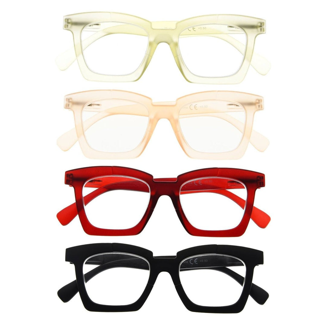 4 Pack Funky Unique Reading Glasses Chic Frosted Readers R2019