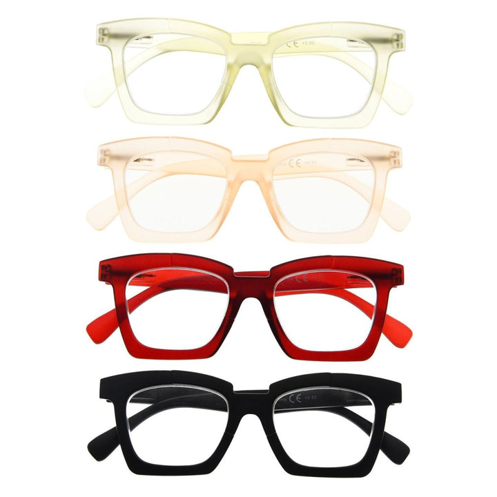4 Pack Funky Unique Reading Glasses Chic Frosted Readers R2019