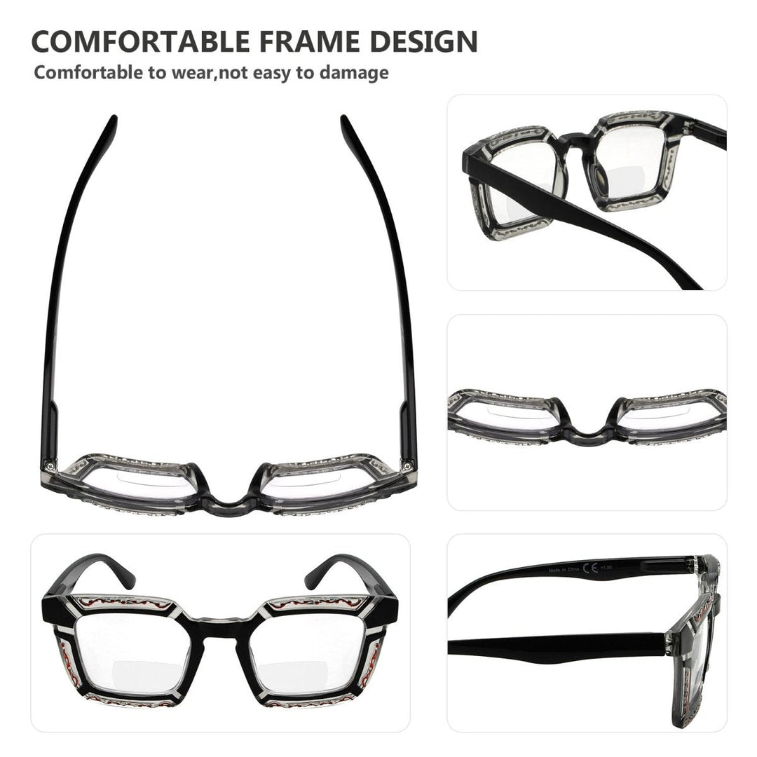 4 Pack Stylish Floral Pattern Bifocal Reading Glasses BR2106