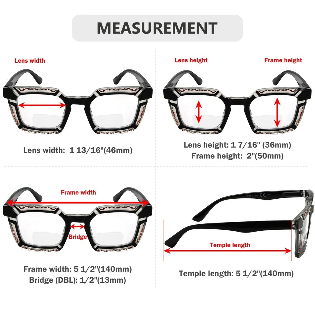 4 Pack Stylish Floral Pattern Bifocal Reading Glasses BR2106
