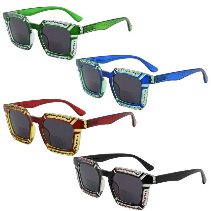 4 Pack Stylish Floral Pattern Bifocal Sunglasses SBR2106