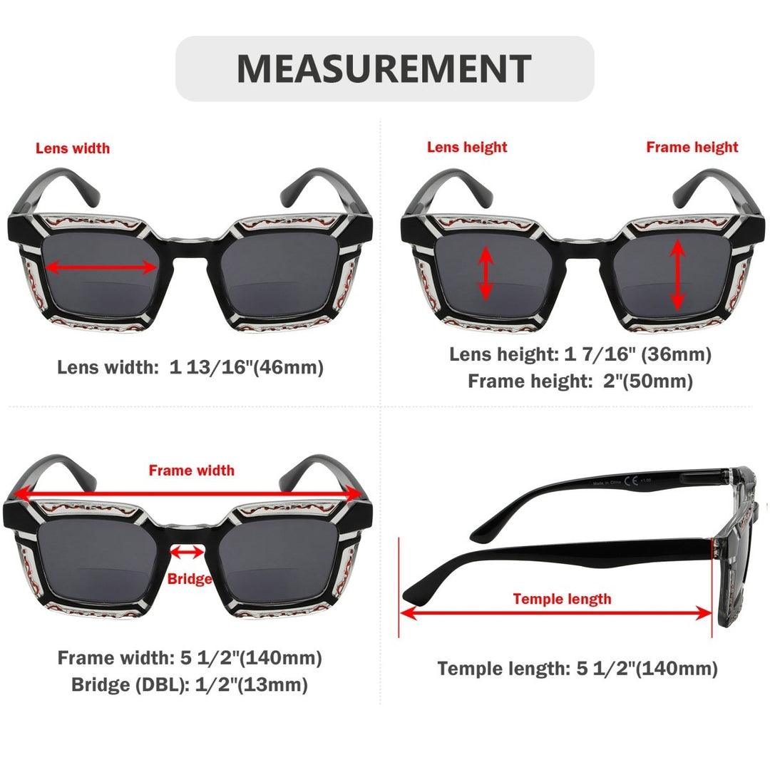 4 Pack Stylish Floral Pattern Bifocal Sunglasses SBR2106