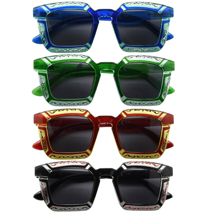4 Pack Stylish Floral Pattern Bifocal Sunglasses SBR2106