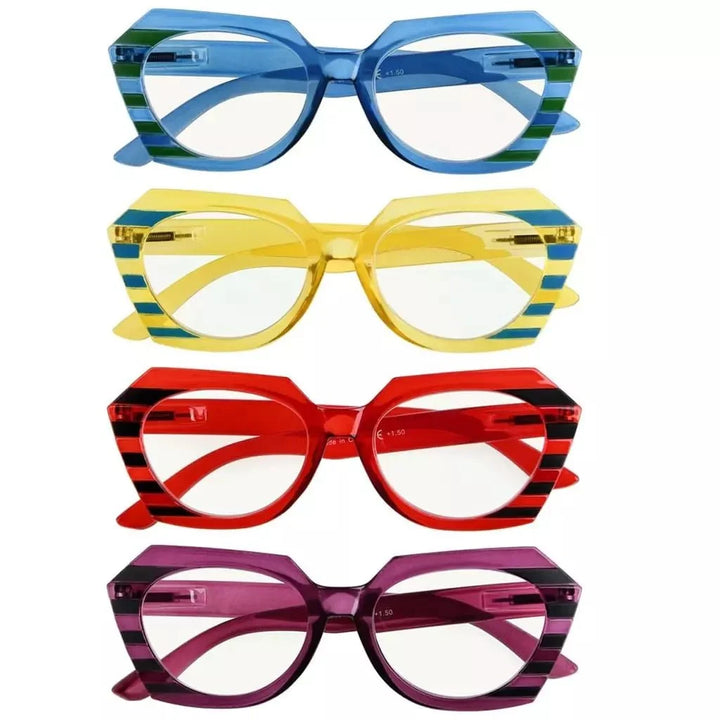 4 Pack Stylish Polygon Progressive Multifocus Readers M2135