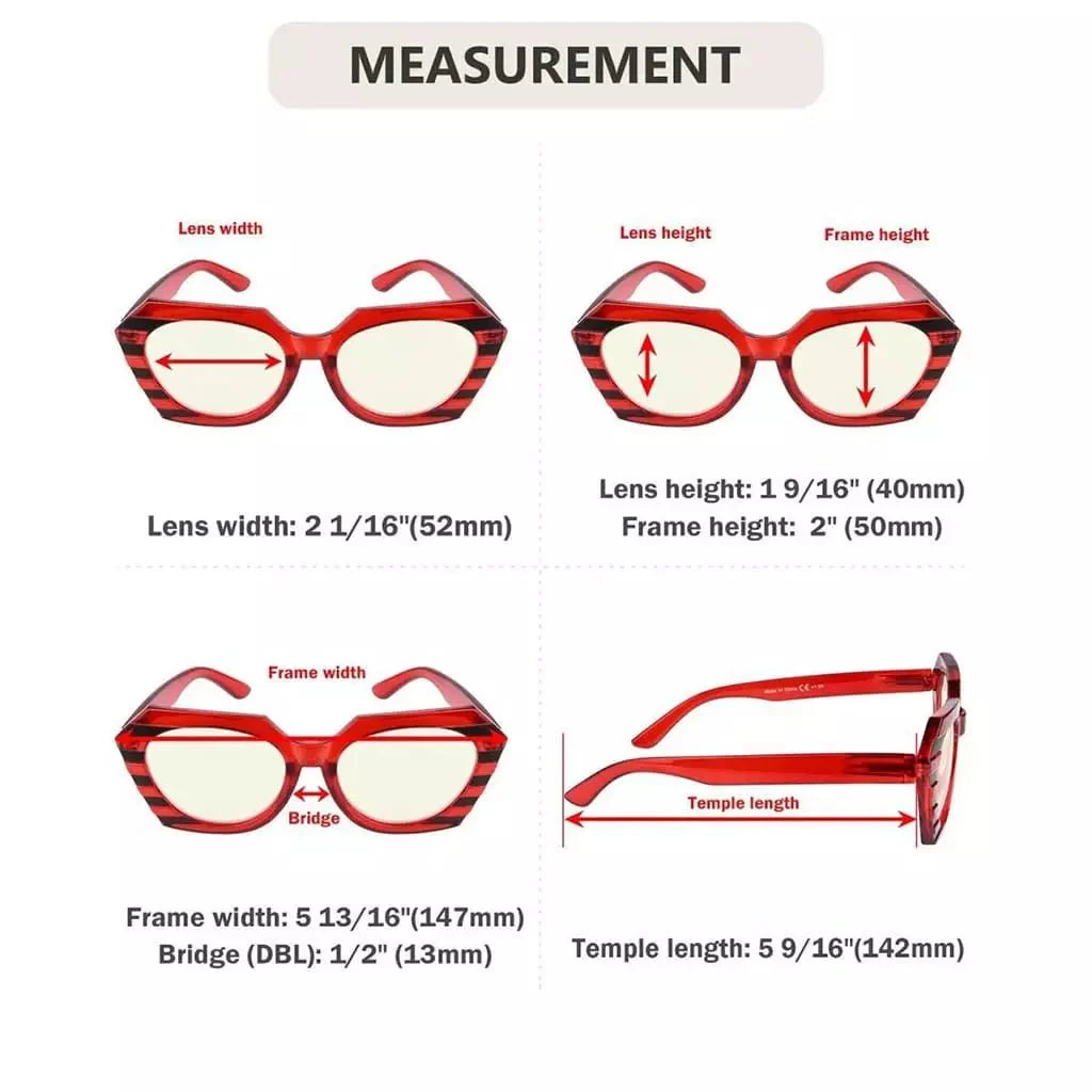 4 Pack Stylish Polygon Progressive Multifocus Readers M2135