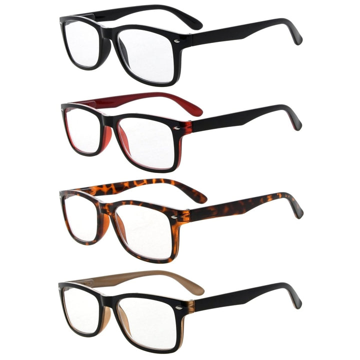 4 Pack Stylish Rectangle Vintage Reading Glasses R075