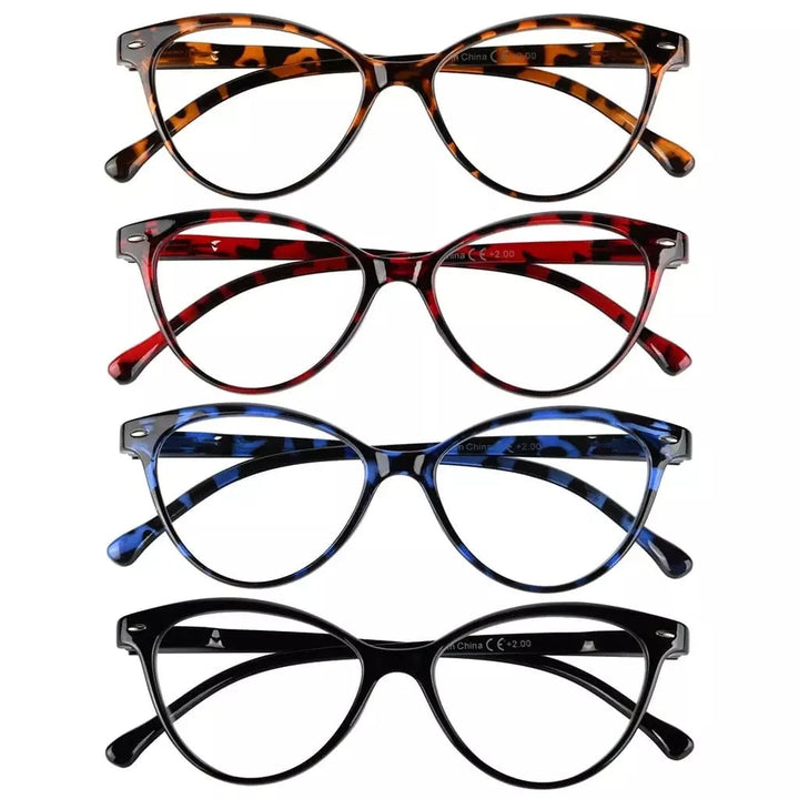 4 Pack Stylish Reading Glasses Cat-eye Readers R9112