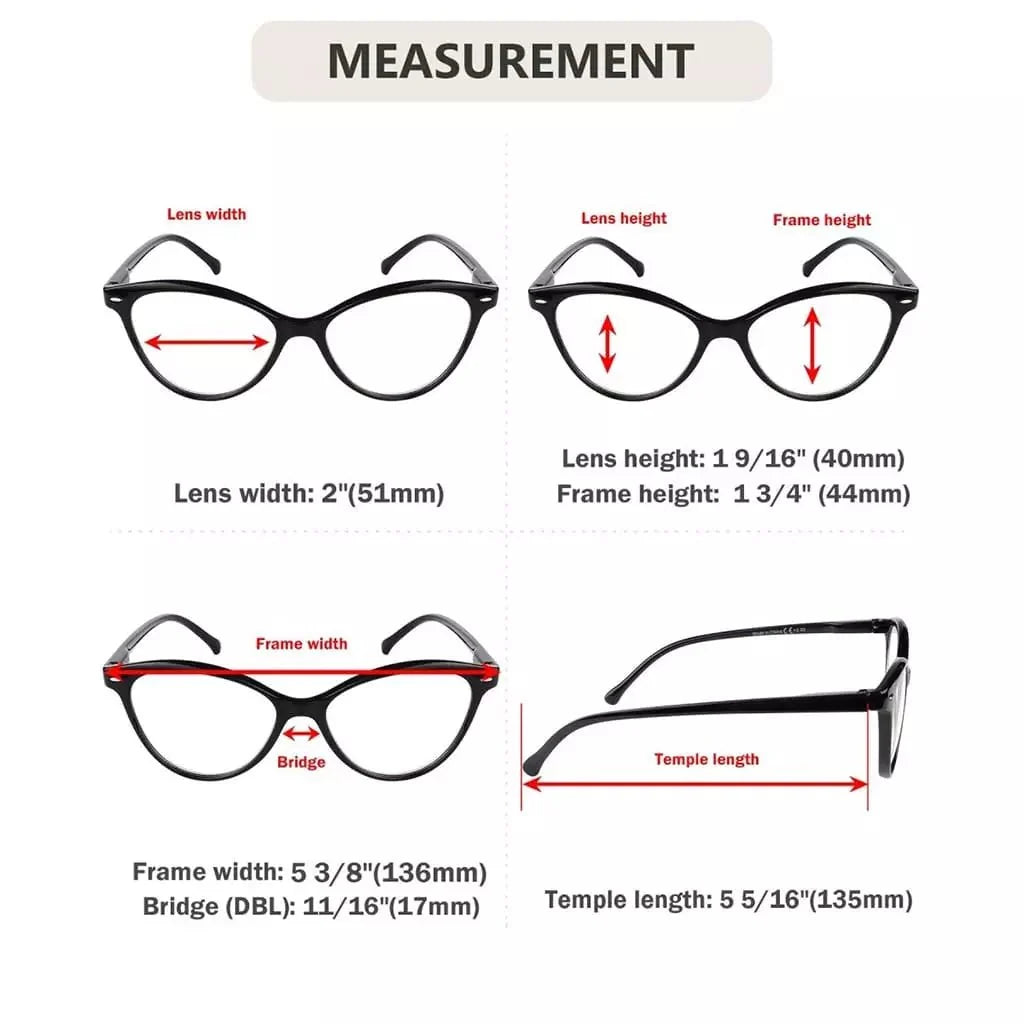 4 Pack Stylish Reading Glasses Cat-eye Readers R9112