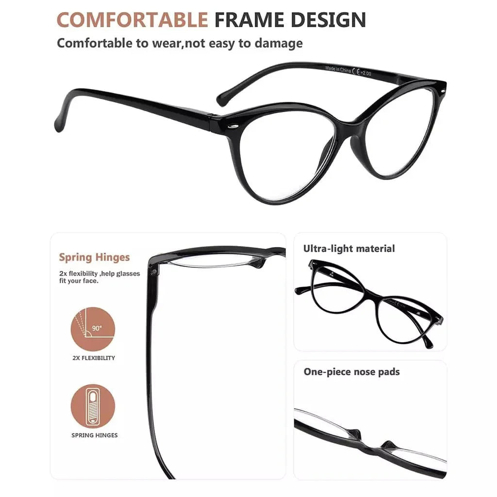 4 Pack Stylish Reading Glasses Cat-eye Readers R9112