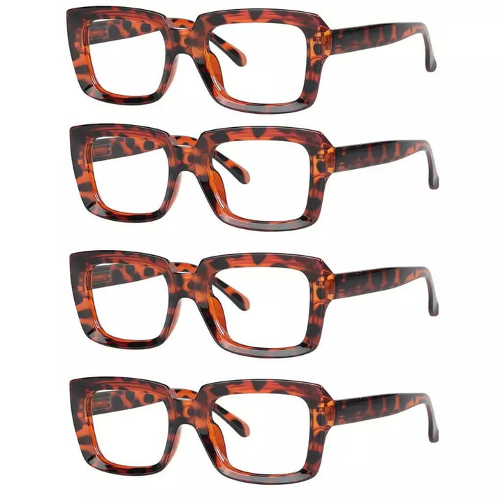 4 Pack Trendy Reading Glasses Thicker Frame Readers R9107